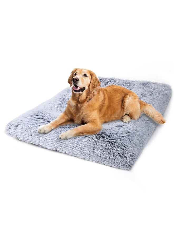 Vonabem Large Dog Bed Crate Pad 36 inch, Washable Pet Beds Medium Small Sized Dogs, Deluxe Plush Anti-Slip Puppy Mats for Sleeping, Soft Kennel Pads 35 * 23 inch Grey - Image 1